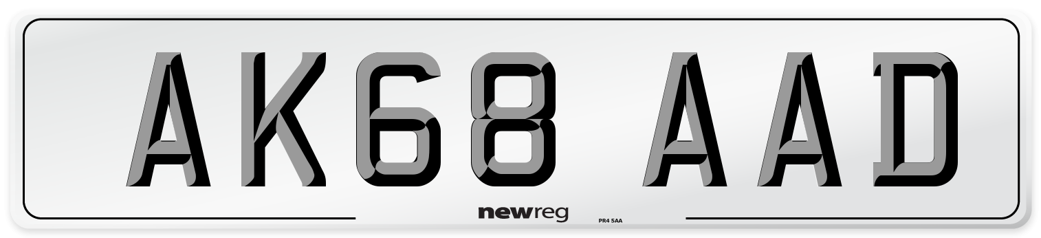 AK68 AAD Number Plate from New Reg